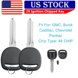 2 for Chevrolet GMC Buick Pontiac Transponder Ignition Key Fob B111-PT ID46 Chip - Foto 1 di 8