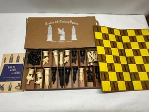 1947 CHESS SET Kingsway REPLICA of 11th CENTURY FIGURES -  4" Tall King - Picture 1 of 8
