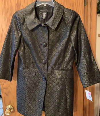 Sears Women's Apostrophe Sparkly Brocade Coat Size Medium NWT - Image 1 of 4