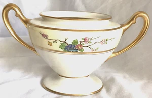 VTG Lenox mandarin sugar bowl Flowers branches Urn gold Cream  Yellow no lid M26 - Picture 1 of 11