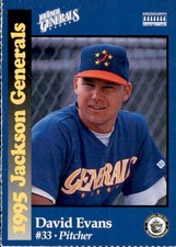 1995 Jackson Generals Smokey #6 David Evans Houston Texas TX Baseball Card