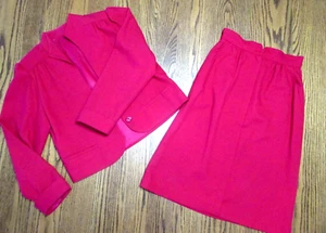 Vintage Women's College Town 2 Pc 100% Wool Jacket & Skirt Union Made USA - Picture 1 of 16