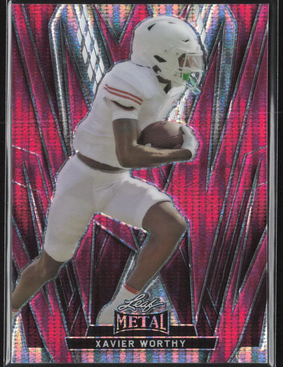 Xavier Worthy 2024 Leaf Metal #110 Base Pink Pulsar /7