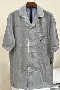 NAUTICA Men's Sleepwear Pajama Top Button Up Shirt Small Short Sleeve Gray NWT - Picture 1 of 8