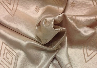CEDI CAMEL BEIGE TAFETÁN IMITACIÓN SEDA GEOMÉTRICA CORTINAS TELA POR YARDA 56"W Foto 1 de 3