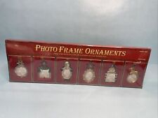 Photo Frame Ornaments Metal Jeweled Ornate Christmas Holiday Gifts Set of 6