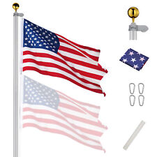 30ft Upgraded Aluminum Sectional Flag Pole Us Flag Top Ball Flagpole Kit