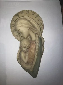 Virgin Mary Madonna Child Baby Jesus Wall Hanging 8.75" Resin Plaque Roman Italy - Picture 1 of 7