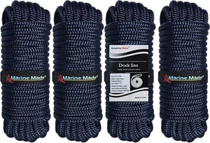 4 Pcs 1/2Inch 15FT Double Braid Nylon Anchor Dock Line Boat Marine Mooring Rope - Picture 1 of 17