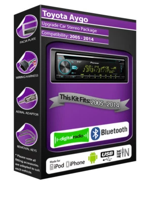 Toyota Aygo Radio DAB , Pioneer Auto Stereo CD USB Aux Lettore, Bluetooth Kit - Immagine 1 di 4