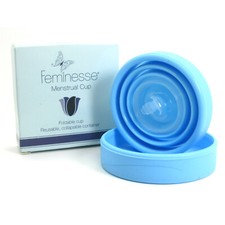 Feminesse Menstrual Cup 18ml Silicone Reusable 2in1 Sterilising + Storage Cup