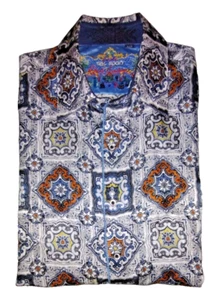 Camisa deportiva Robert Graham Silk Road para hombre seda algodón abotonada cachemira talla XL - Imagen 1 de 5