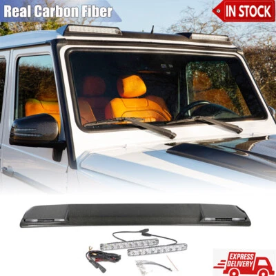 Asa de spoiler dianteiro LED carbono real para Mercedes W463 G500 G550 G63 2014-18 - Imagem 1 de 4