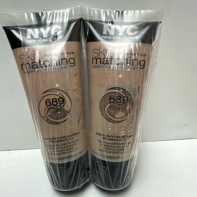 NYC New York 689 Skin Matching Foundation 689 Medium to Deep 1 fl oz  (LOT OF 2) - Image 1 of 2
