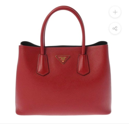 Borsa a tracolla PRADA Saffiano CUIR Tote Bag pelle 2 vie rossa riparata originale usata