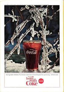 Coca Cola Classic Print Ad Winter Holiday Icicles Coke Vintage c1964 - Picture 1 of 1