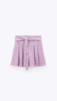 Zara Paperbag Lavanda y Blanco Lunares Shorts Nuevo Con Etiquetas Xs Foto 1 de 3