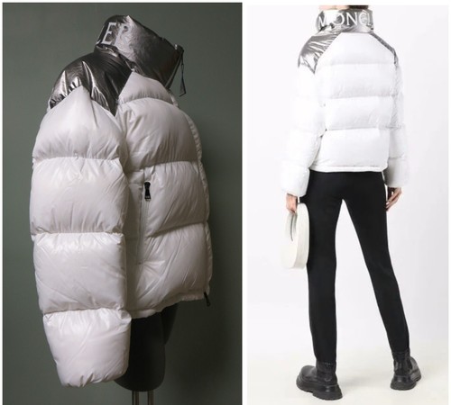 $1500 Moncler AUTENTICO NUOVO logo colletto bicolore trapuntato shell piumino 5 cuscini