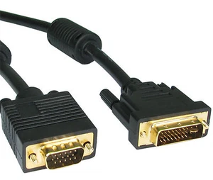 DVI to VGA Video Monitor Cable Connects PC Laptop to Screen GOLD SVGA Lead 5m - Picture 1 of 4