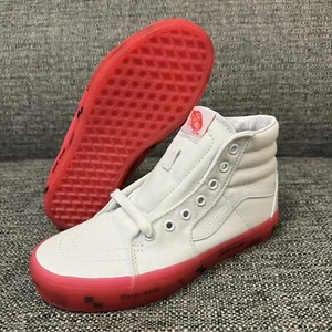 Vans Sk8-Hi “Off The _” Canvas Skate Shoes White Pink Size Mens Size 4 Us Junior - Picture 1 of 11