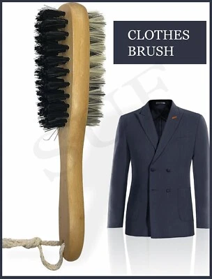 Double-Sided 2 in1 wooden Clothes Brush Soft Hard Bristles Reusable Lint Remover - Image 1 of 4