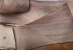 silk ribbon 1.5" on the bias hand dyed 62"pc made in USA fawn - Picture 1 of 3