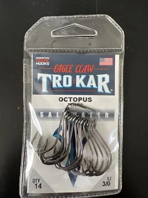 Eagle Claw Trokar Octopus Saltwater Hook TK14-3/0 Black Qty 14 - FREE SHIPPING! - Image 1 of 3