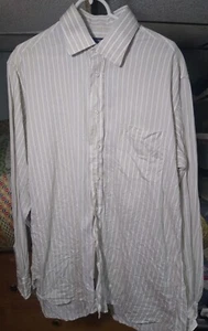 Vintage Burberry London striped white/cream button up (sz XL, but tags say L)  - Picture 1 of 12