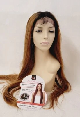 PELUCA EXTRA LARGA RECTA ENCAJE FRONTAL RAÍZ NEGRA OMBRE PREMIUM SINTÉTICA BOBBI BOSS Foto 1 de 4