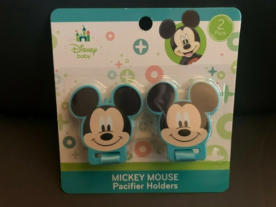 Nuevo paquete de 2 soportes para chupetes Disney Mickey Mouse Foto 1 de 1