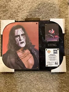 vintage sting wcw collectors plaque autograph wooden plaque /cert,with card new - Picture 1 of 4