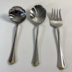 Oneida GOLDEN JUILLIARD Erbstück Edelstahl Besteck 3er Set Gabel Löffel Schöpfkelle - Bild 1 von 16
