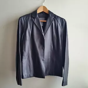 Chaqueta Blazer de Cuero Suave Negra Banana Republic, Totalmente Forrada, Talla 4, Usada - Imagen 1 de 10