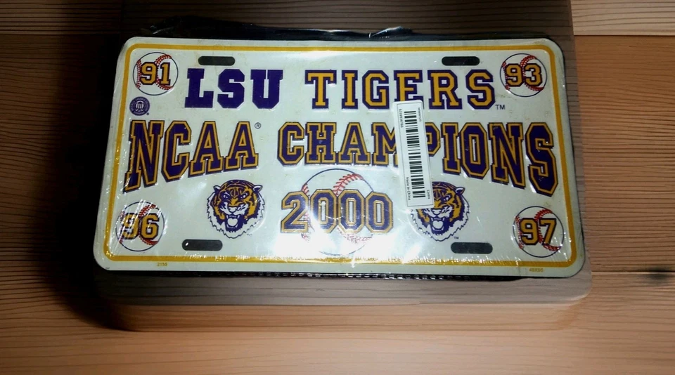 LSU Tigers 2000 NCAA Champions Baseball License Plate Mint Condition - Image 1 of 1