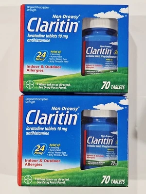 (×2) 🌞 Claritin SP284 Comprimido de 10mg para Alergia Não Sonolenta, 140 CT Total, Expira em 05/2027 - Imagem 1 de 2