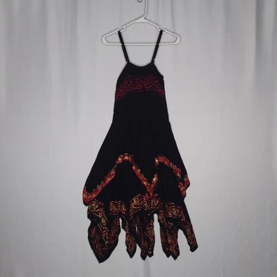 Vestido Flamenco Pequeno Preto Assimétrico Tiras Bordado Caprichoso Cosplay - Imagem 1 de 4
