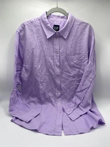 Gap Linen Shirt Women Purple Button Long Sleeve Linen Blend Casual - Picture 1 of 12
