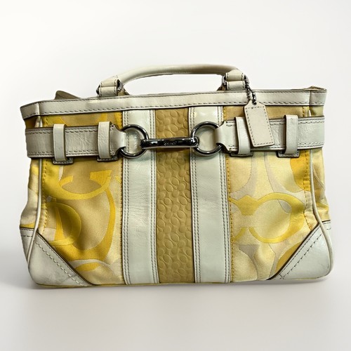Borsa a tracolla Coach F13337 Hamptons Optic Signature Stripe Gallery usata in ottime condizioni