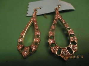 Vintage Damen Ohrringe goldfarben "TEAR DROP" NRT Kristall - Bild 1 von 3