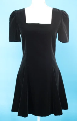 VTG Womens 90s 2 Pc Black Velvet Laura Ashley Mini Dress & Long Jacket S/M 1990s - Image 1 of 4