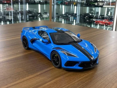 GT Spirit Chevrolet Corvette C8 2020 Blue / black stripes Ltd 999  [1/18 Resin] - Image 1 of 4