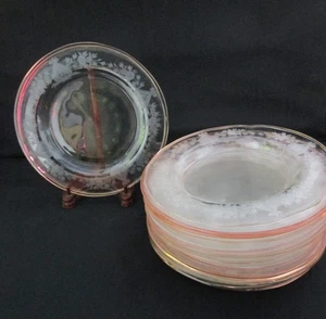 Juego muy raro de 13 placas grabadas STEUBEN VAN DYKE con borde de coral, alrededor de 1920 - Imagen 1 de 9