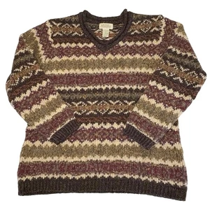 Vintage St. John's Bay Fair Isle Pullover Damen XL | Mehrfarbig | V-Ausschnitt Strick - Bild 1 von 10