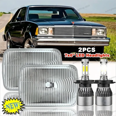For Chevy Malibu 78-1981 Chevette Corvette DOT Pair 5X7" 7x6 LED Headlight - Image 1 of 4