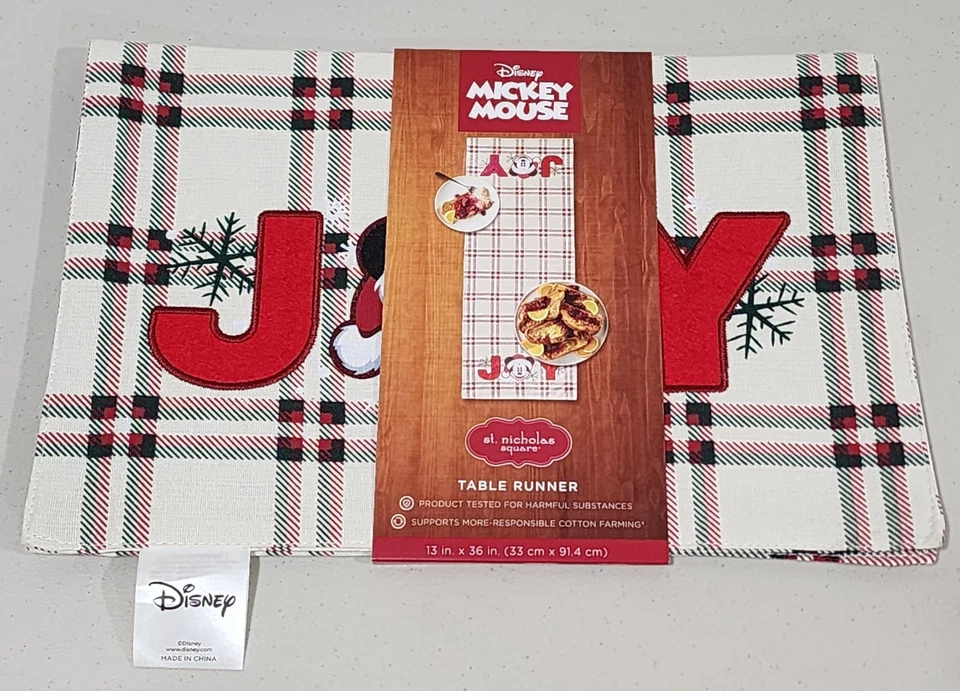 DISNEY MICKEY MOUSE JOY TABLE RUNNER 13"x36" ST NICHOLAS SQUARE WITH TAGS