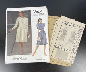 Vtg Vogue American Designer Sewing Pattern 1301 Albert Nipon Dress Size 12 Uncut - Picture 1 of 4