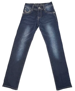 Rodeo Mädchen verzierte Bootcut-Jeans dunkle Waschung Strass Glitzer Gr. 7 Y2K Western - Bild 1 von 9