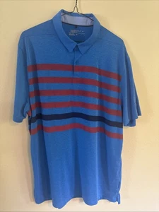 Nike Shirt Herren XL Dri Fit Performance Stretch Golf Polo blau gestreift rot - Bild 1 von 5
