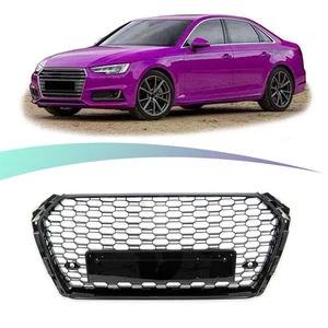 Wabengrill Schwarz Glanz Kühlergitter Passt Für Audi A4 B9 Ab 2015-2019 Kein RS4 - Bild 1 von 9