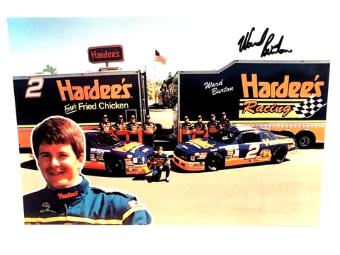1993 WARD BURTON #2 HARDEE'S BUICK BUSCH SERIES AUTOGRAPHED NASCAR POSTCARD Cover